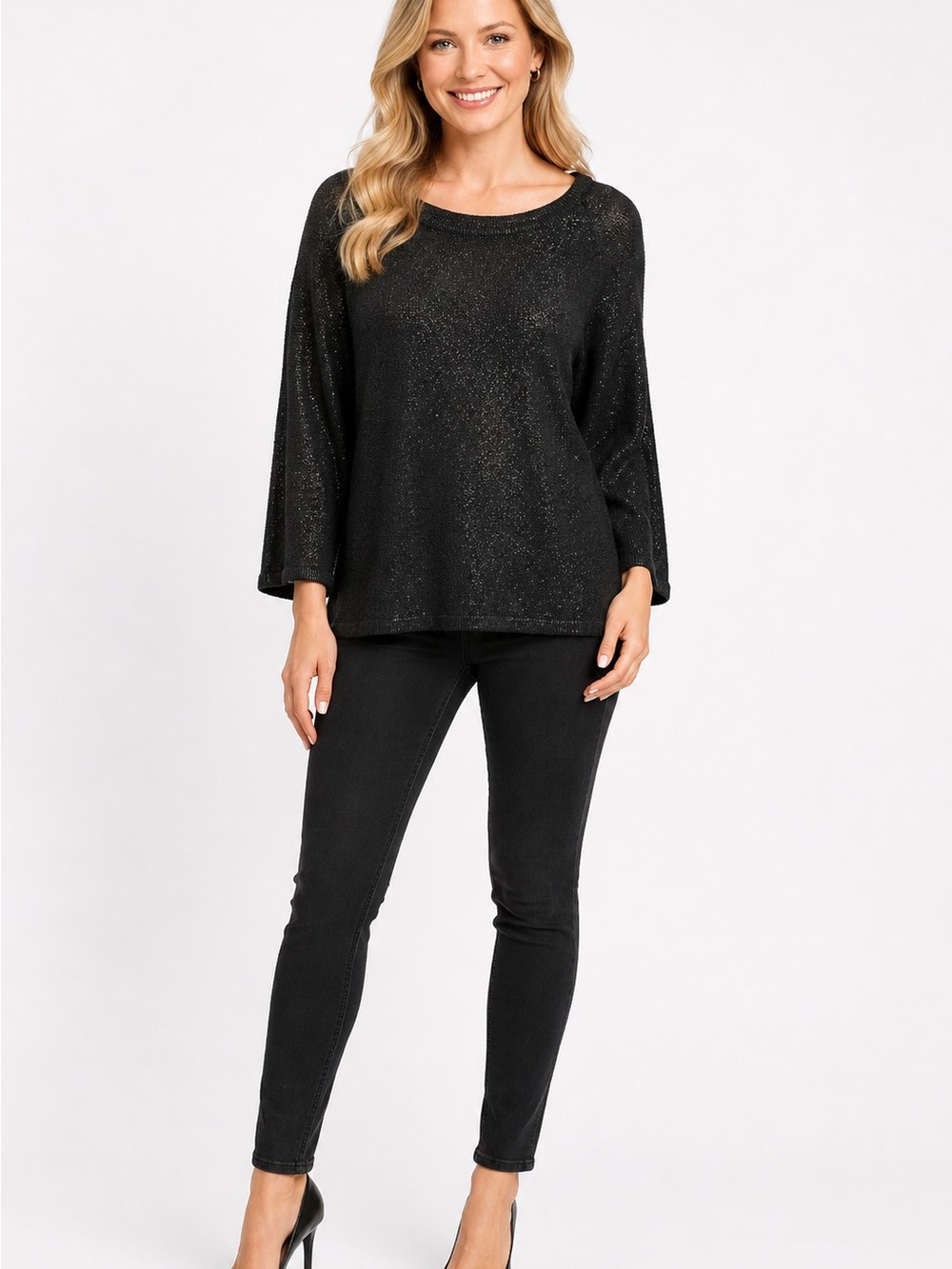 Donna Karan Black Sheer Sparkle Tunic